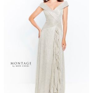 Montage by Mon Cheri Gold Mother of the Bride Dress sz 10